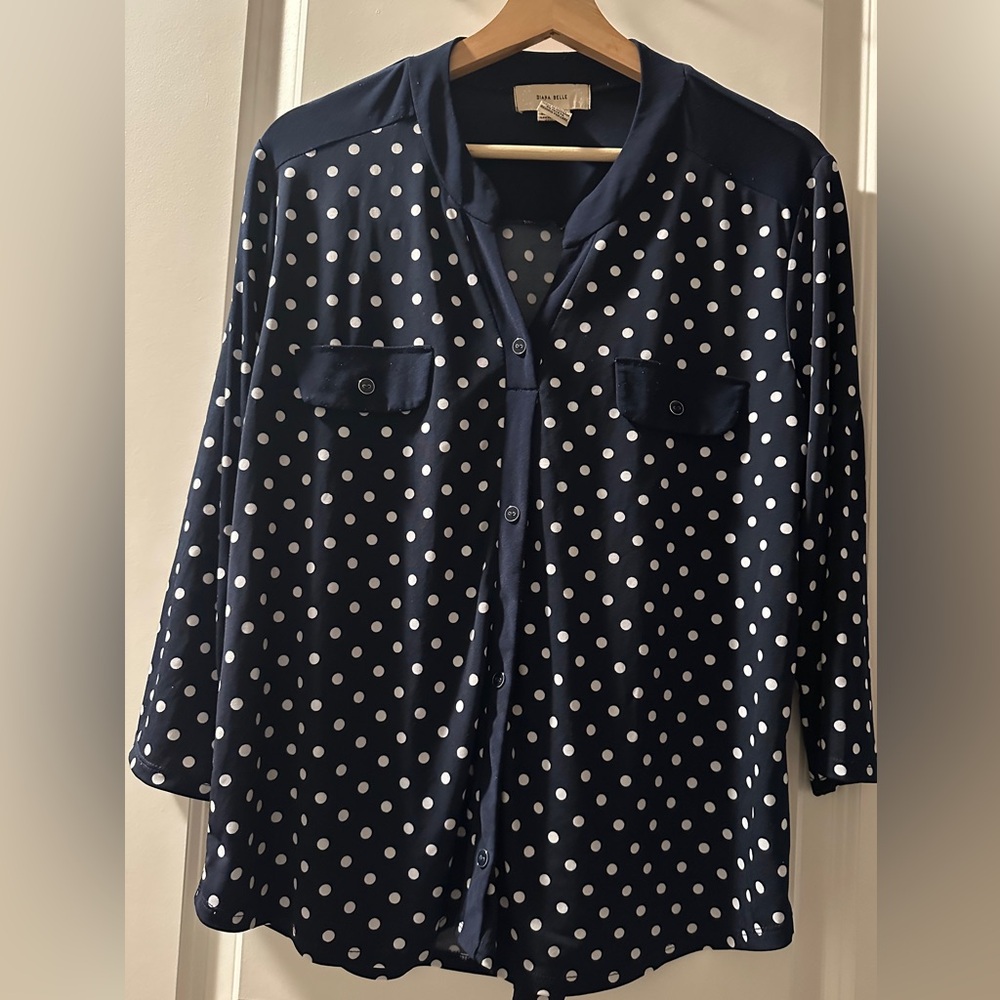 Navy Polka Dot Blouse